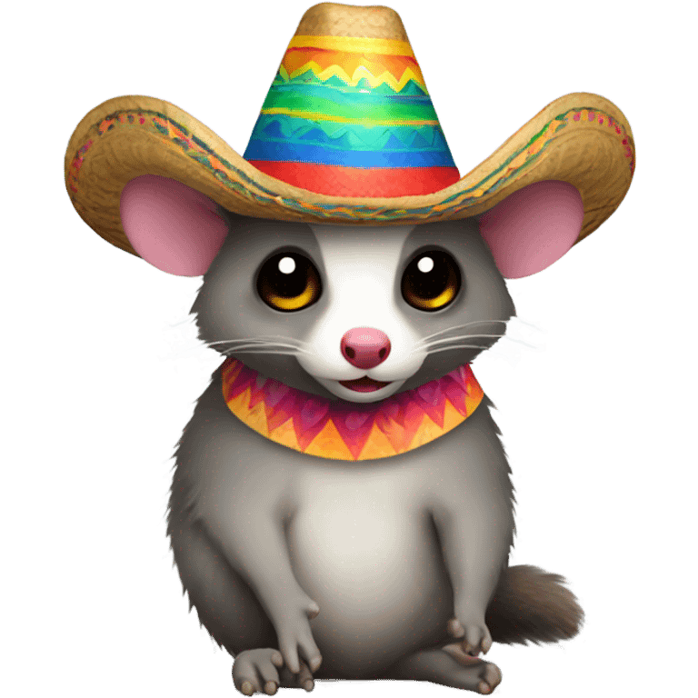 Possum with colorful sombrero emoji