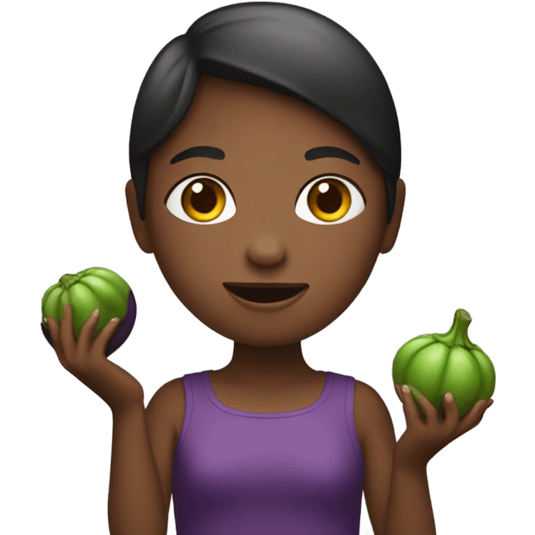 Girl with egplant emoji