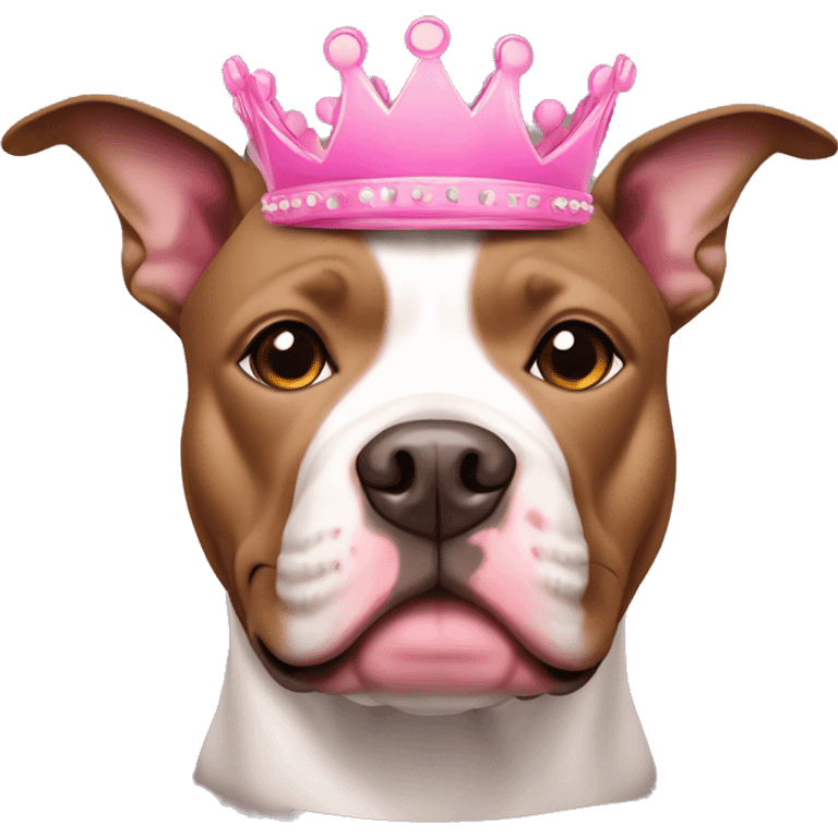 Pit bull with pink crown and brown around one of its eye emoji