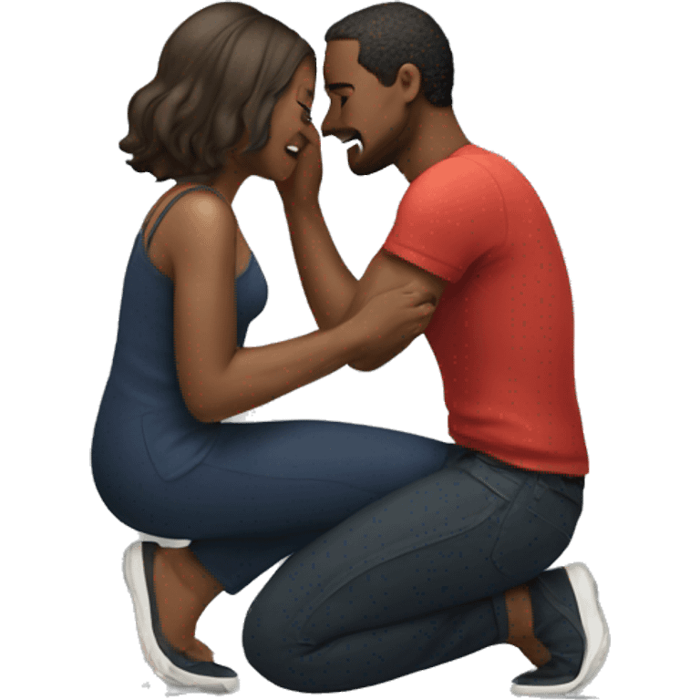 Man on his knees bowing to a woman emoji