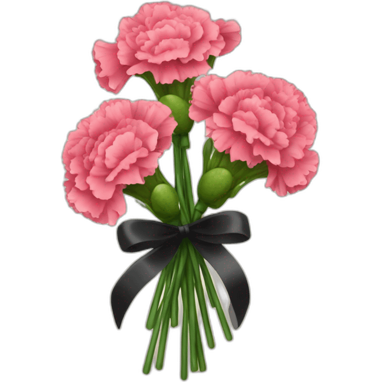 bouquet of carnations with a black ribbon emoji