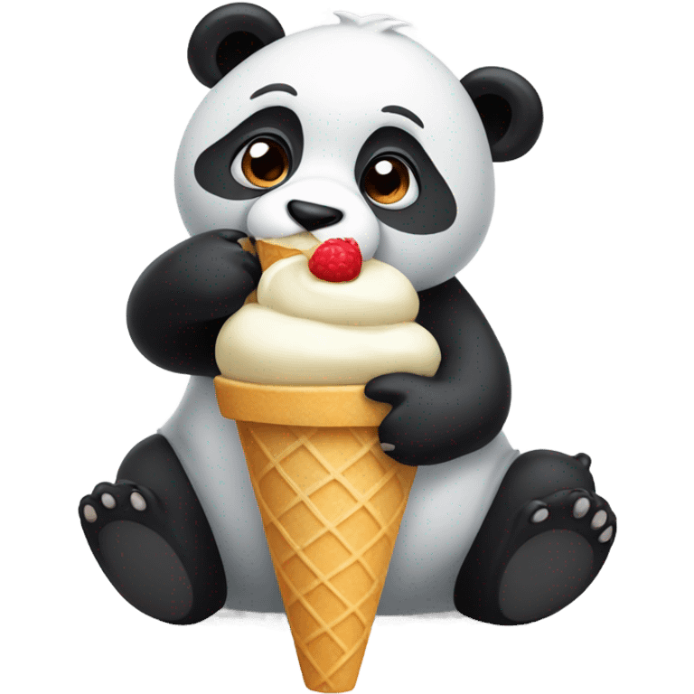 Panda eating ice cream emoji