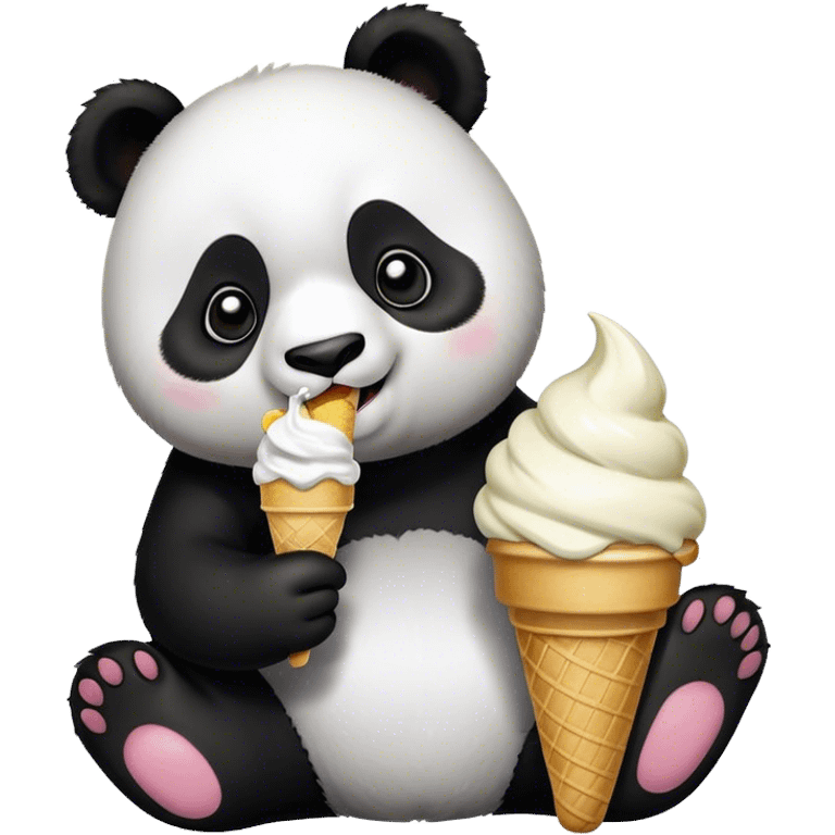 Panda eating ice cream emoji