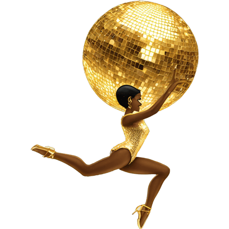 golden disco ball with dancer emoji