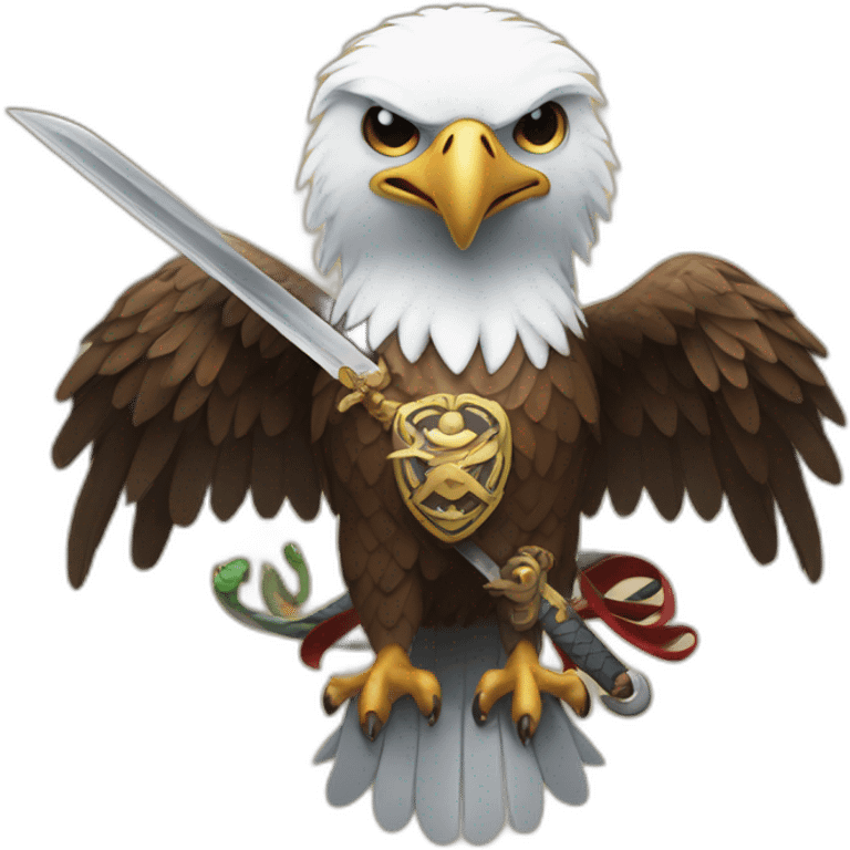 eagle with a sword and a snake in its paws emoji