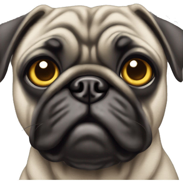 Grey brindle pug with honey eyes emoji