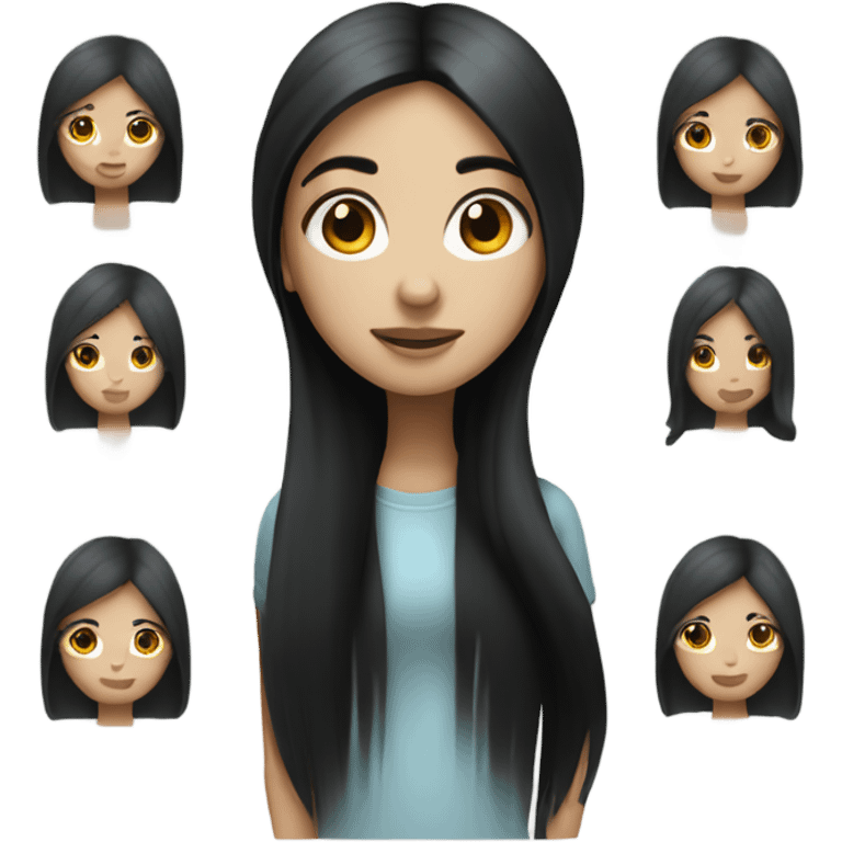 Long Black straight hair girl with white skin emoji