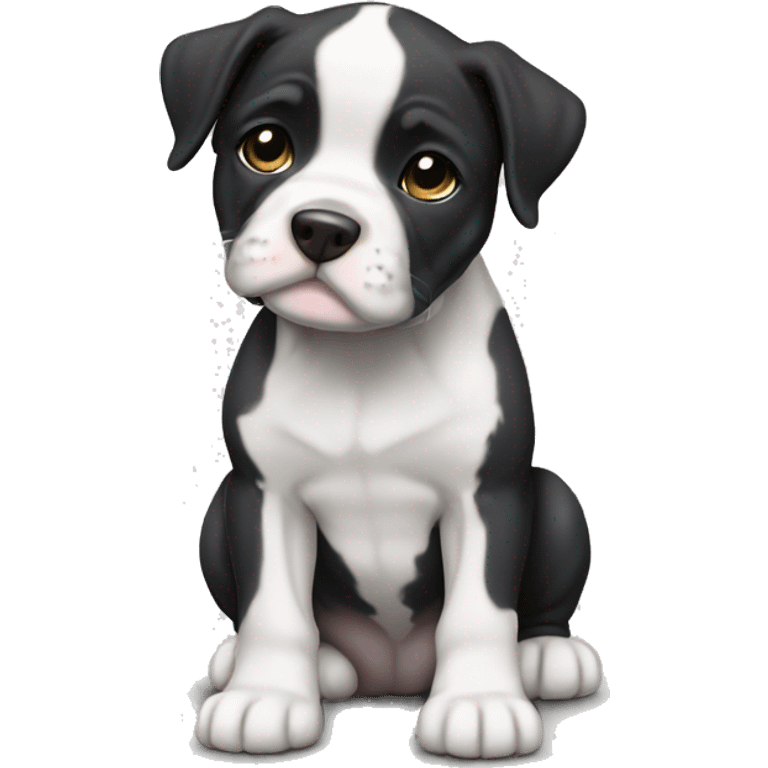 Black and white English staffordshire puppy full body emoji