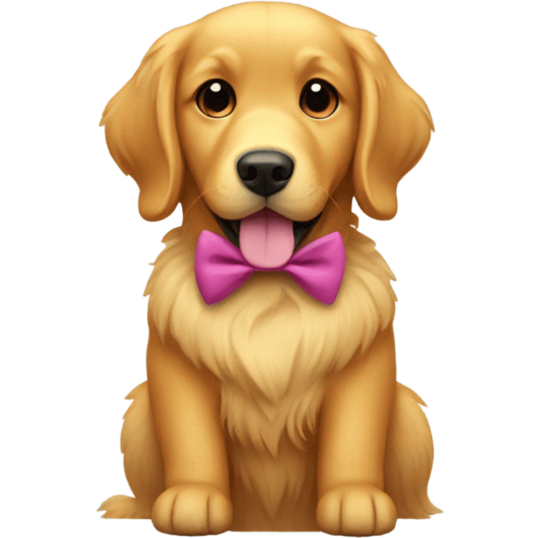 Golden retriever with a bow emoji