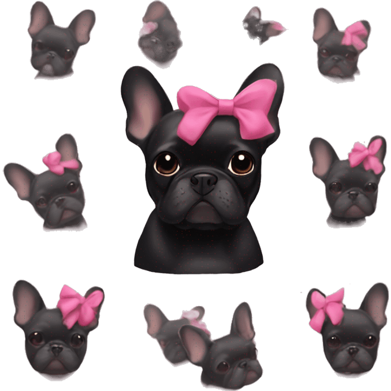 Black Frenchie with pink bow  emoji