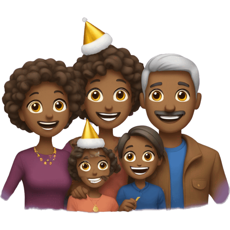 family celebrate new year emoji