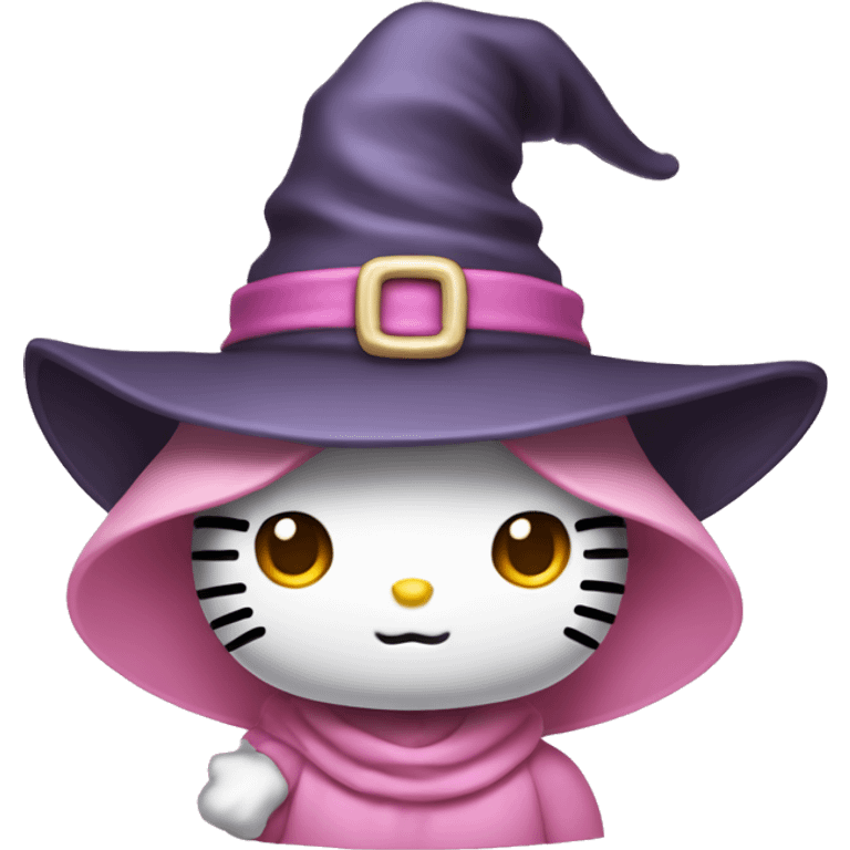 Hello kitty with witch light pink hat emoji