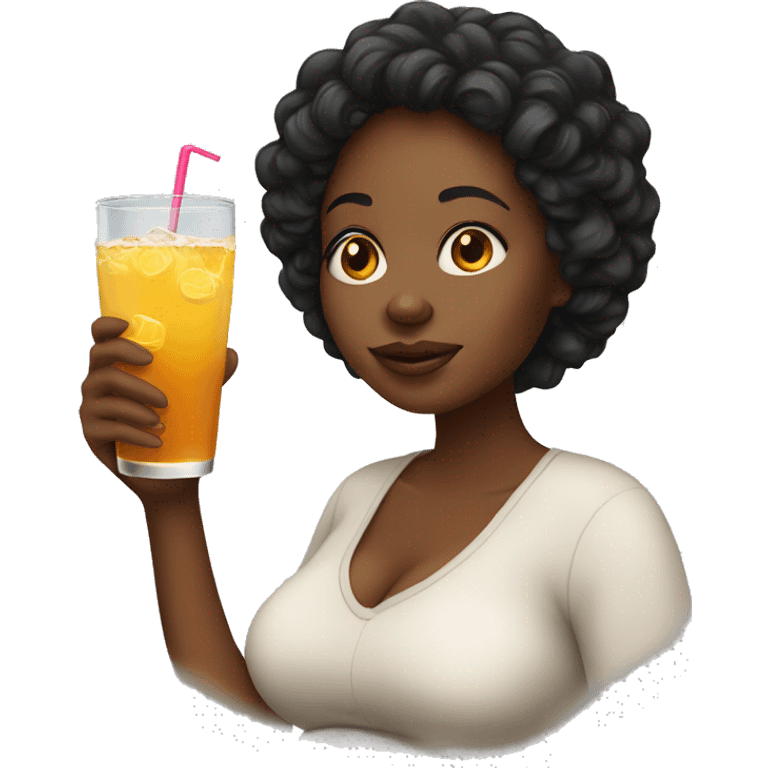 pregnan black woman with a drink emoji