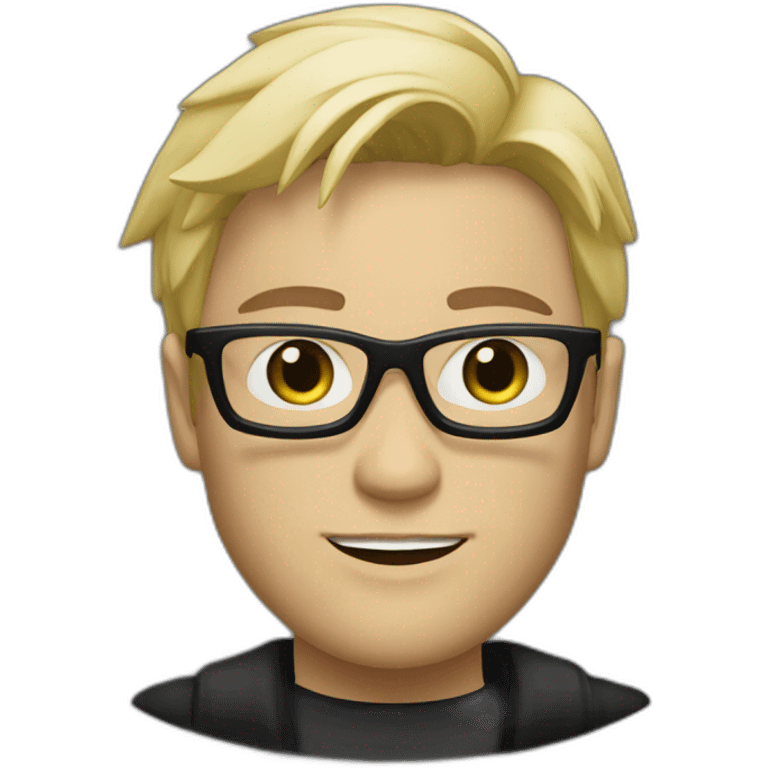 A young man with a blond beard, black glasses, like Neo from the matrix, in black clothes emoji