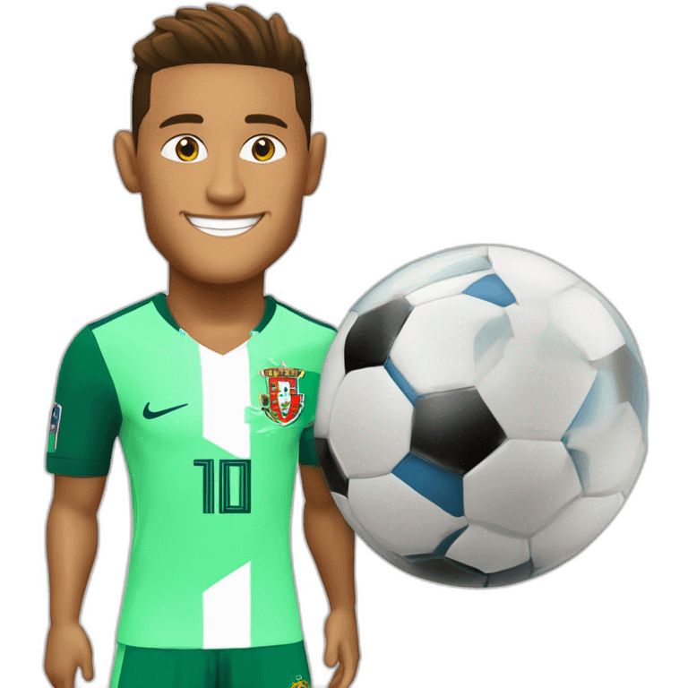 neymar jr e cristiano ronaldo com a copa do mundo com a camisola de portugal emoji