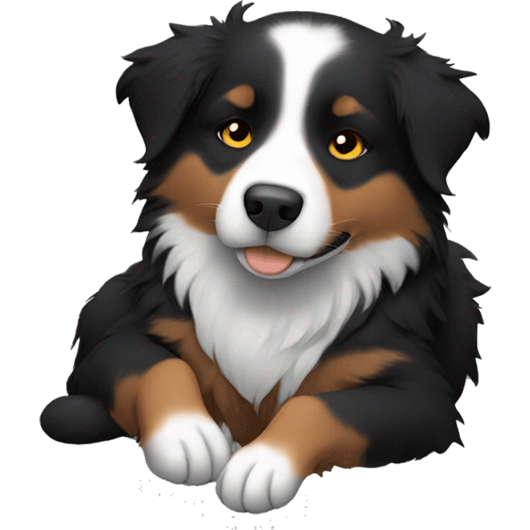 Small black australian shepherd dog sleeping  emoji