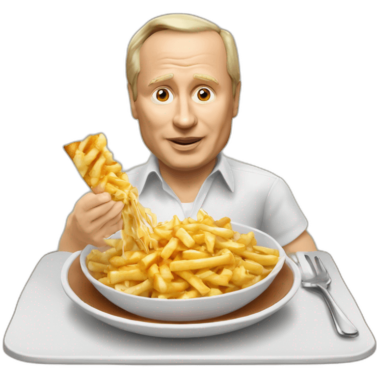 Vladimir Poutine qui mange une poutine emoji