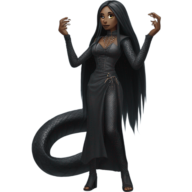 Gothic snakewomen with long hair , full body emoji