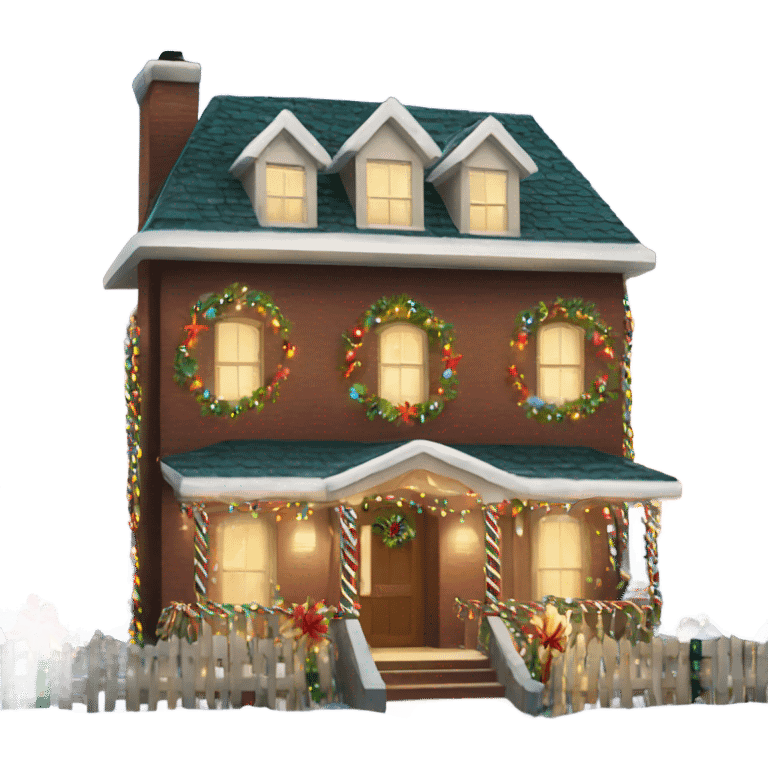 house decorated with fancy Christmas lights and lots of Fancy decorations emoji