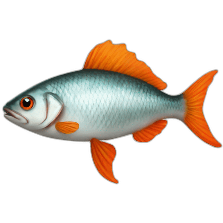 A fish with orange cut and red flag emoji