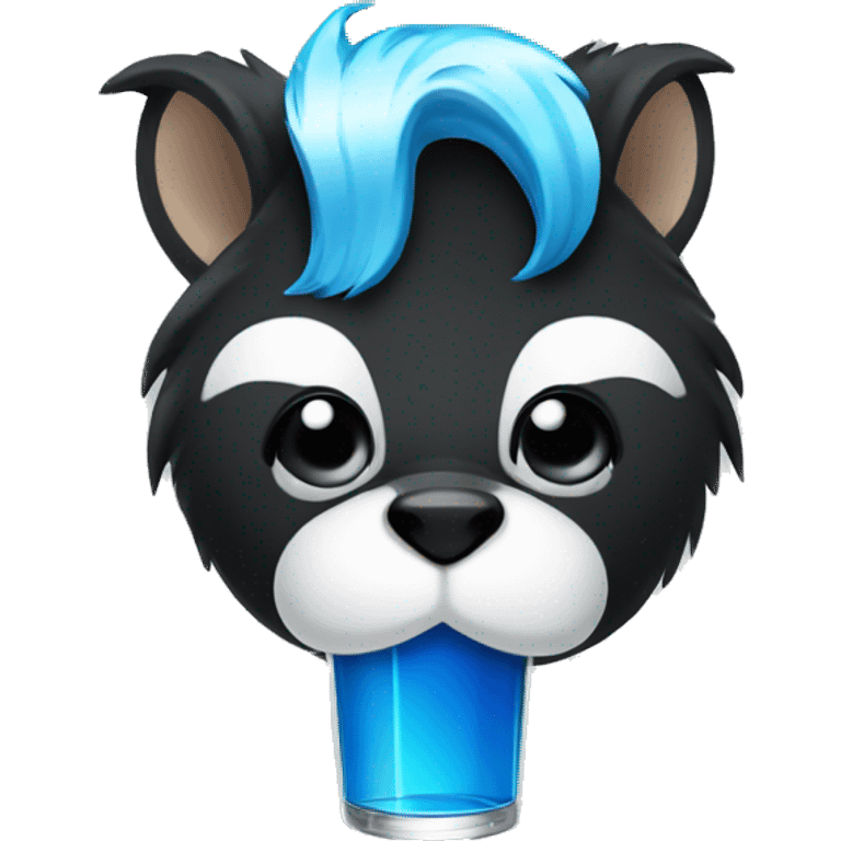 Skunk with a blue Powerade hungover emoji