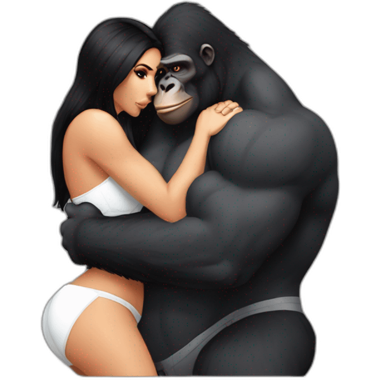 Big Buff Gorilla holding Kim Kardashian from back emoji