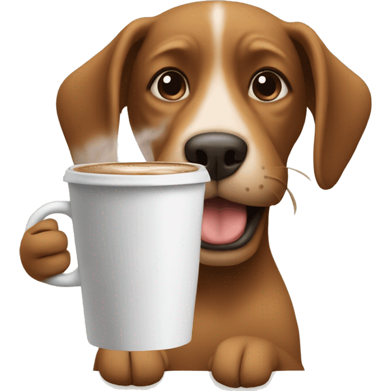 Dog holding coffee emoji