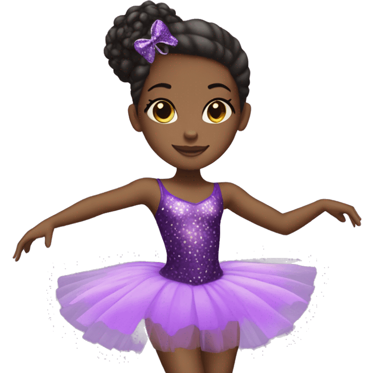 A black girl ballerina with purple leopard and sparkly tutu emoji