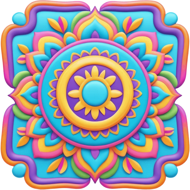 3D, psychedelic colored hippie style border emoji