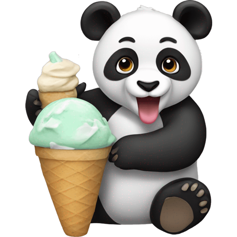 Panda eating ice cream emoji