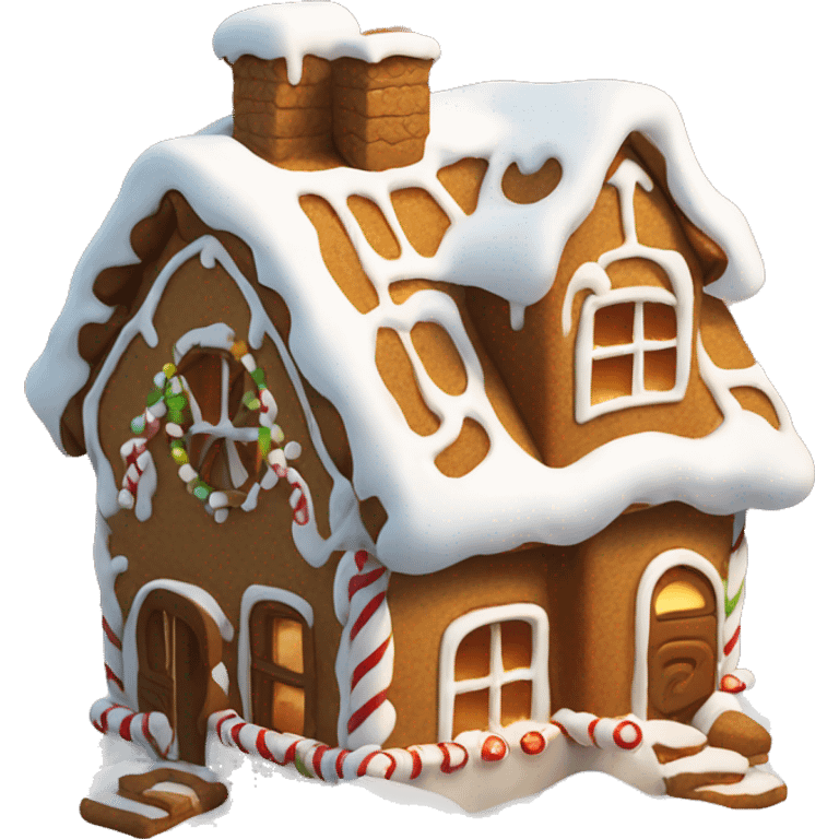 ginger bread house in snow emoji