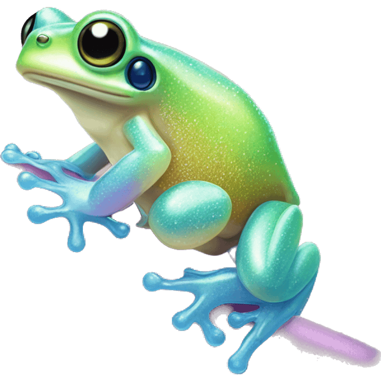 Sparkly glossy Pastel iridescent glass tree frog emoji