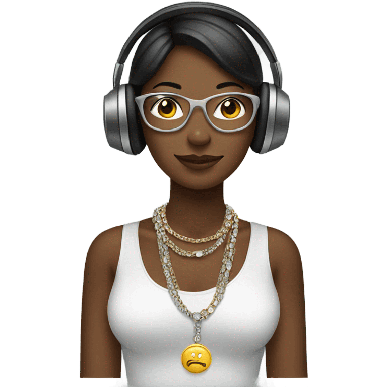 Female with jewelry and headphones emoji