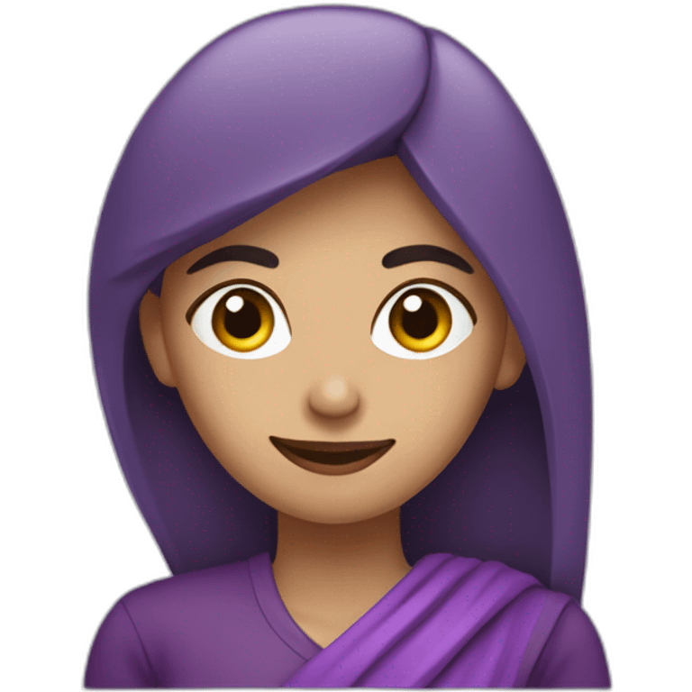 Armenian woman sayin hi in purple clouths  emoji