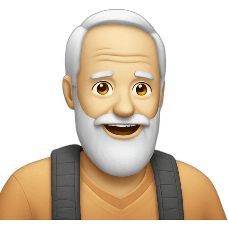 Old man with beard partying like crazy emoji