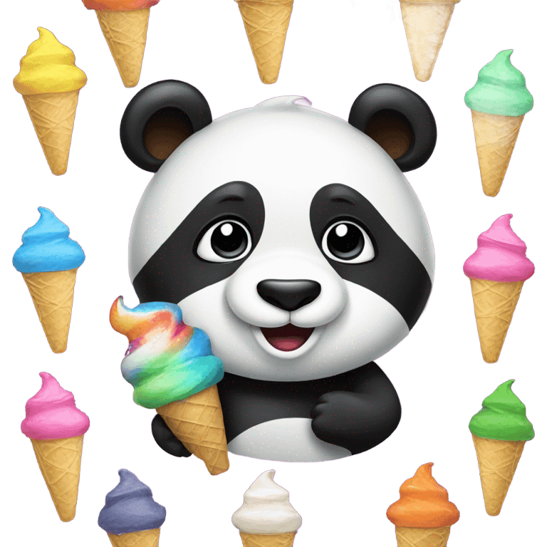 Panda eatinge ice cream emoji