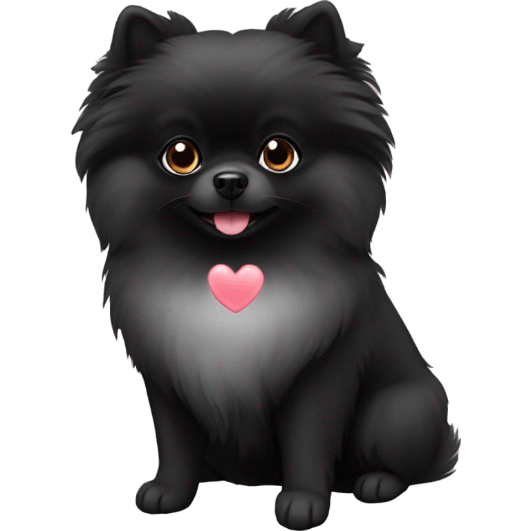 Black Pomeranian with hearts emoji