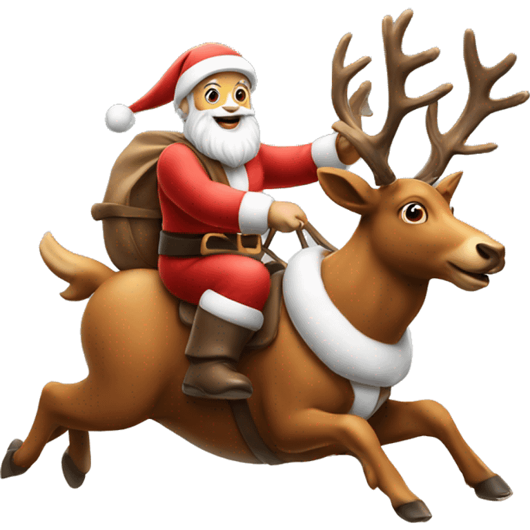 Santa claus riding deers emoji