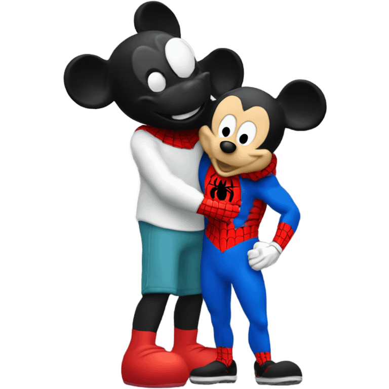  Spider-man hugging with mickey mouse emoji