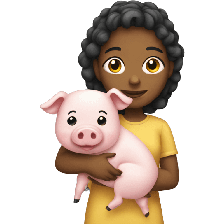 girl holding pig emoji