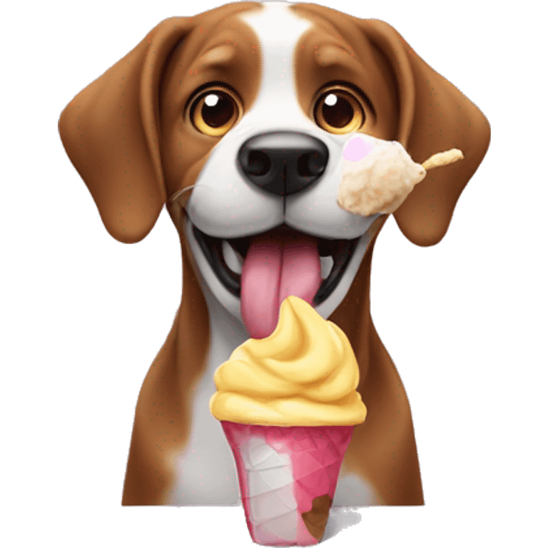 Dog eating icecream emoji