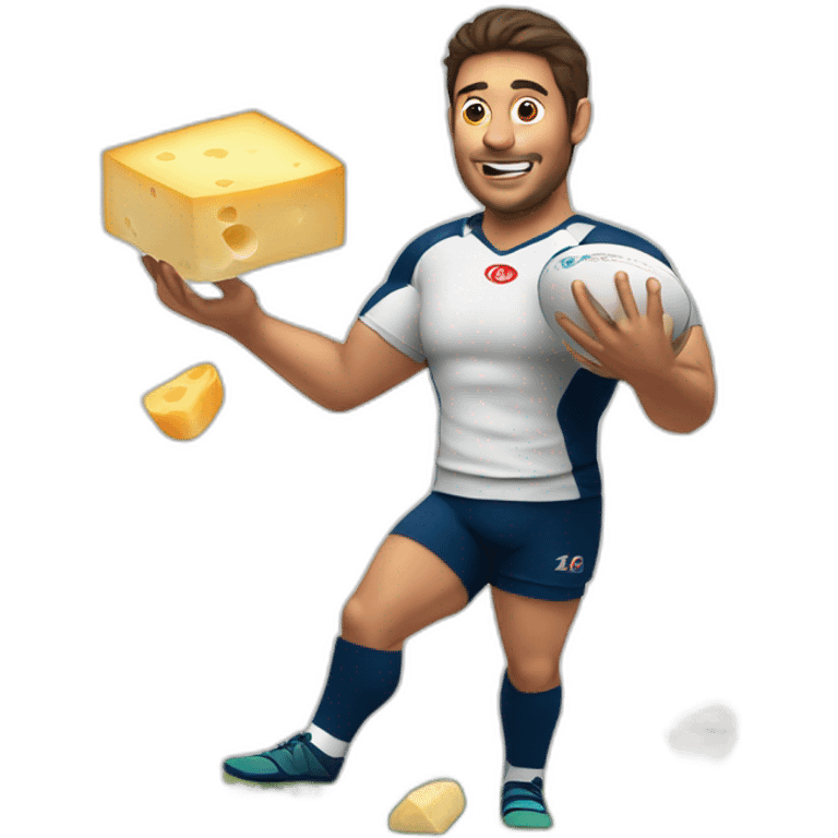 rugby player juggling cheese emoji