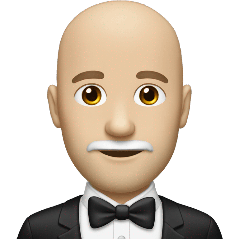 Bald white man with a black beard in a tux emoji