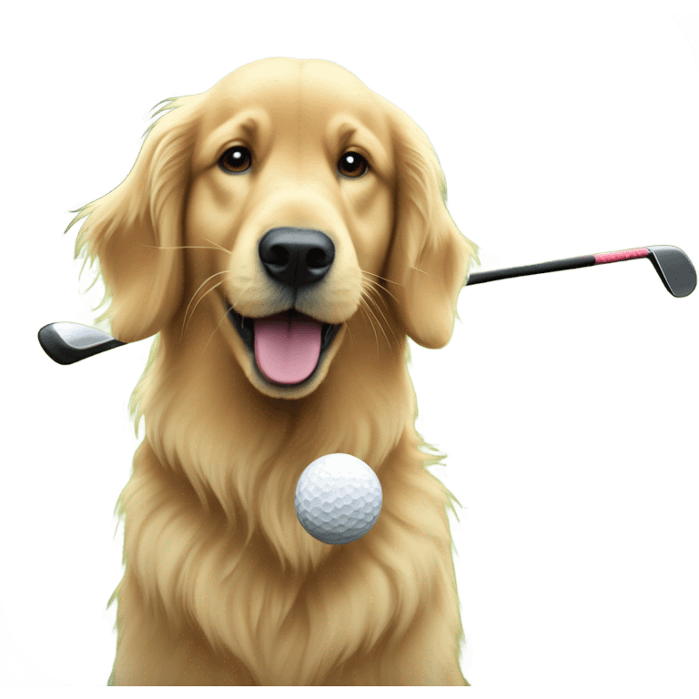 Golden retriever golfing emoji