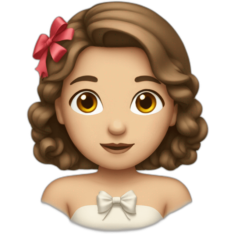 girl wearing bow with brown hair emoji