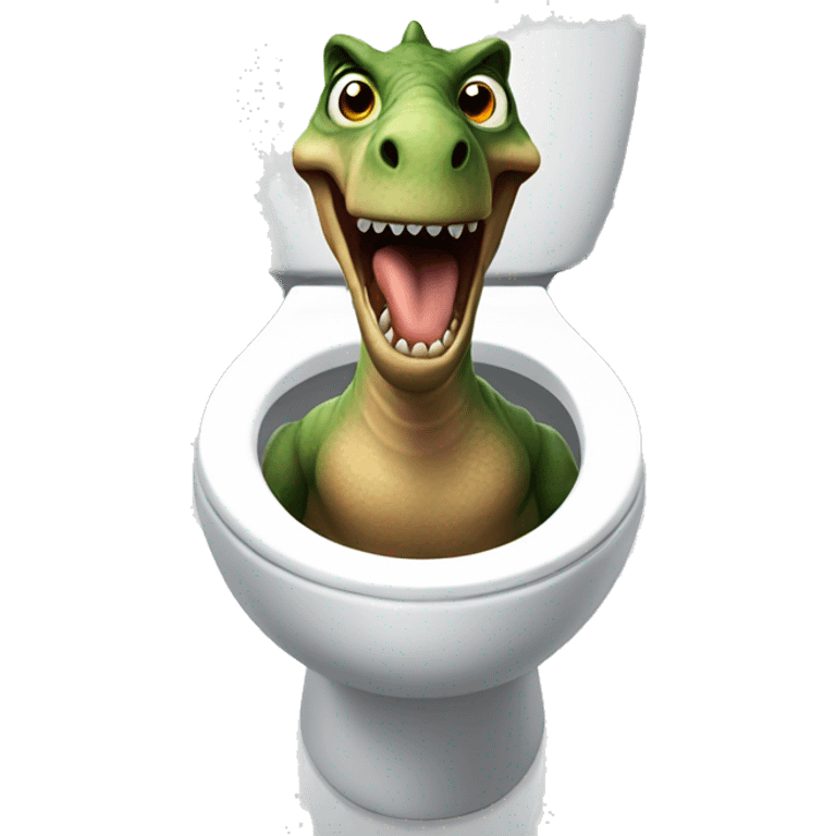 Dinosaur on toliet making weird face emoji