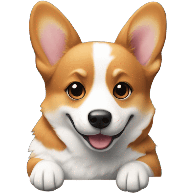 Tri-color corgi on house stoop emoji