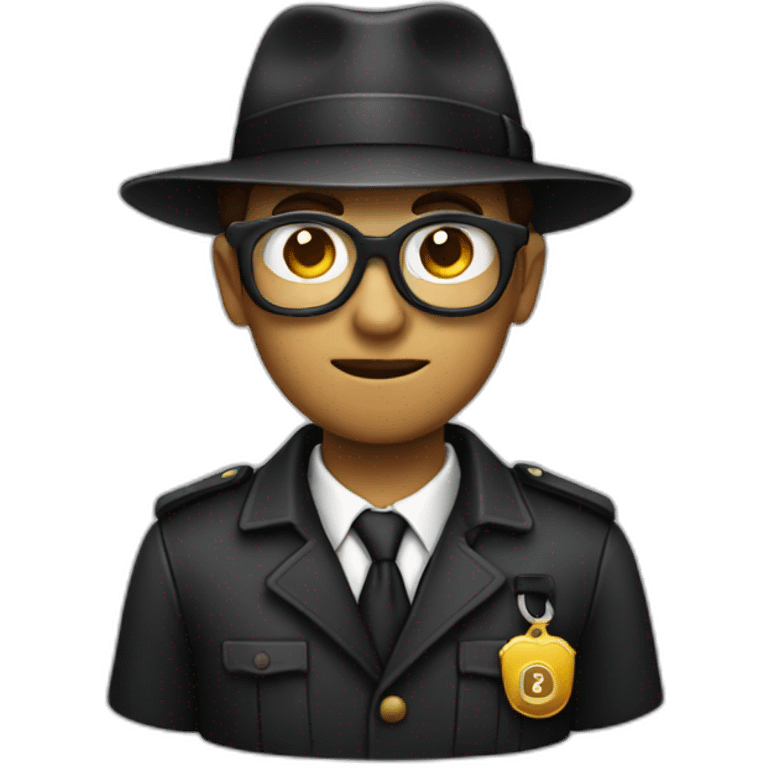 Detective with search glass all black emoji