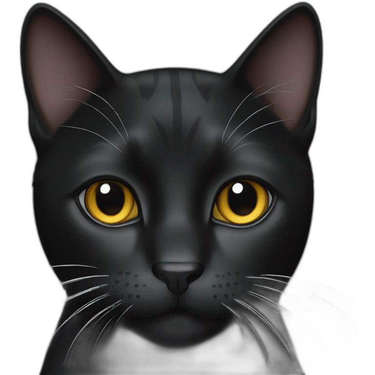 black cat with thin white stripe on nose and forehead emoji