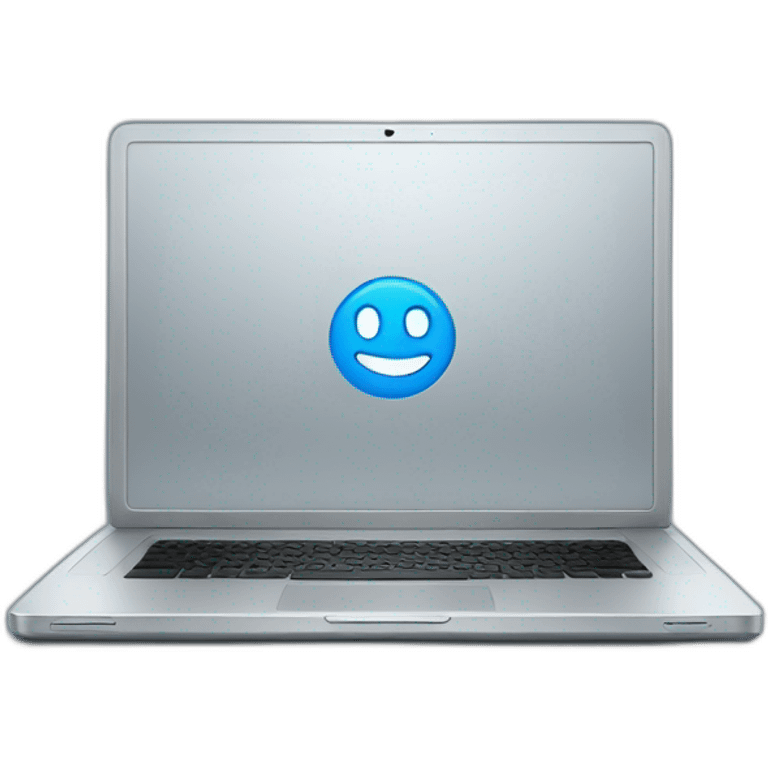 laptop with single blue infinite symbol emoji